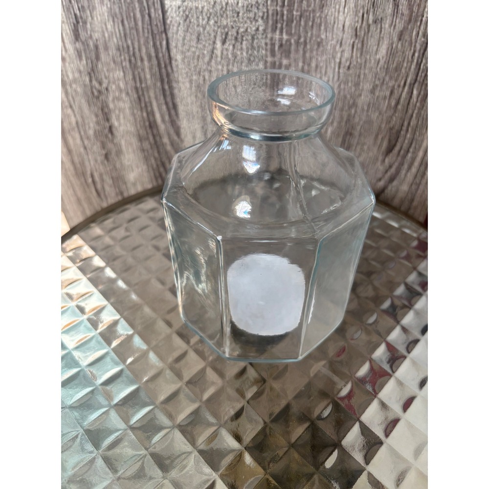 Octagonal Clear Glass Bottle Vase - Hearth & Hand with Magnolia - NEW - Picture 4 of 7